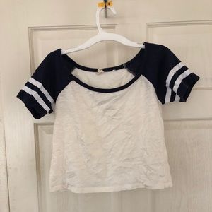 Baseball tee cropped top